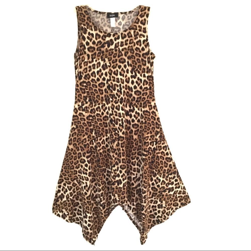 MSK sleeveless leopard print maxi dress S‎